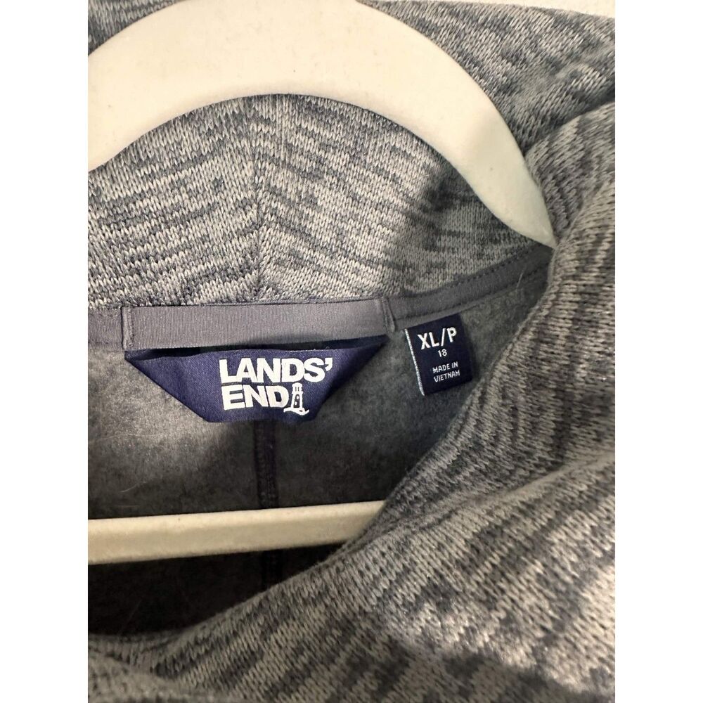 Lands End Fleece Cowl Neck Tunic Sweatshirt Womens Petite XL Grey Melange Cozy - Picture 3 of 7